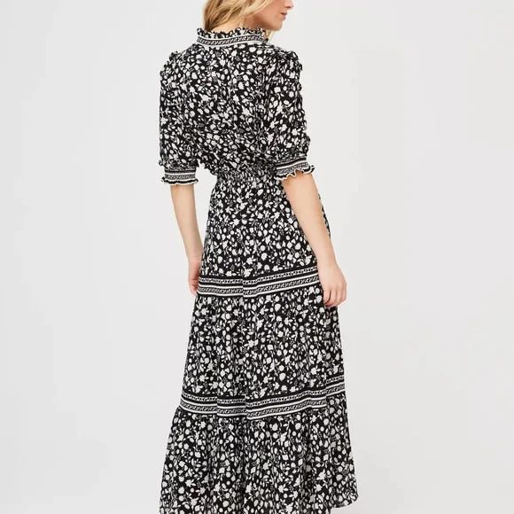 Max Studio Black and White Floral Midi Dress - Picture 3 of 8